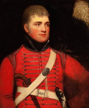 Portrait of a British Military Officer in Red Uniform by Sir William Beechey Oil Painting