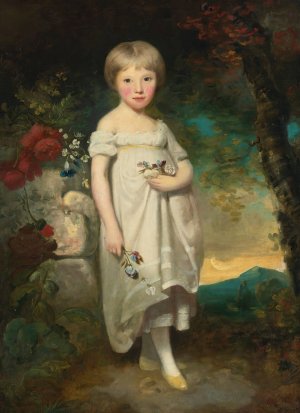 Portrait Of Miss Elizabeth Buckler Standing In A Landscape by Sir William Beechey Oil Painting