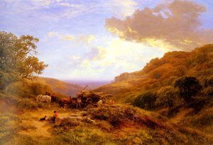 Timber Wagon by George Snr. Cole Oil Painting