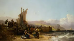 Bargaining for the Catch Oil painting by William Joseph Shayer, Snr.