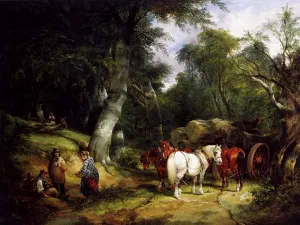 Carting Timber In The New Forest painting by William Joseph Shayer, Snr.