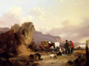 Fisherfolk Sorting The Catch Oil painting by William Joseph Shayer, Snr.