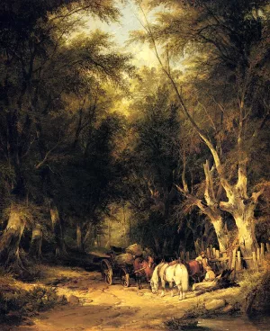 In The New Forest by William Joseph Shayer, Snr. Oil Painting