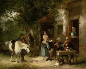 Outside the Royal Oak painting by William Joseph Shayer, Snr.