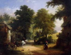 Outside the White Swan Inn Oil painting by William Joseph Shayer, Snr.