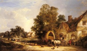 The Half Way House, Thatcham Oil painting by William Joseph Shayer, Snr.
