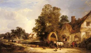 The Half Way House, Thatcham Oil painting by William Joseph Shayer, Snr.