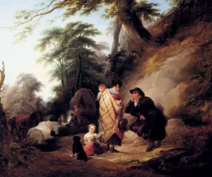 Travelers Resting by William Joseph Shayer, Snr. Oil Painting