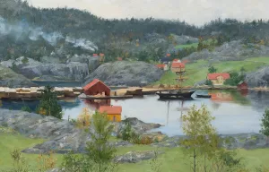 Fiord Landscape Oil painting by Sofie Werenskiold