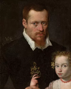Portrait of a man with his daughter Oil painting by Sofonisba Anguissola