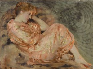Reclining Woman by Solomon Joseph Solomon Oil Painting