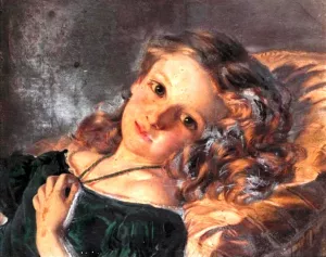 A Girl Reclining by Sophie Anderson - Oil Painting Reproduction
