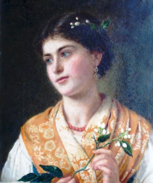 Main Product Photo of A Spring of Orange Blossoms Painting by Sophie Anderson