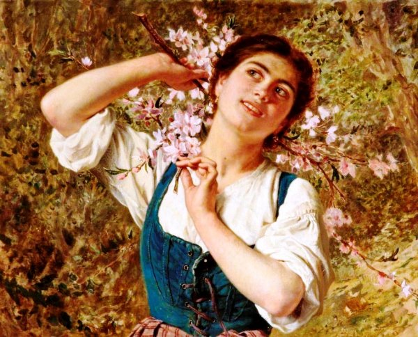 Main Product Photo of Capri Girl with Flowers Painting by Sophie Anderson