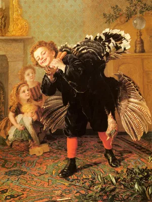 Christimas Time - Here's The Gobbler by Sophie Anderson - Oil Painting Reproduction