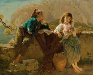 Fisherman's children, Capri by Sophie Anderson Oil Painting