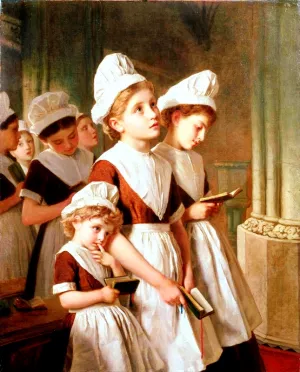 Foundling Girls at Prayer in the Chapel painting by Sophie Anderson
