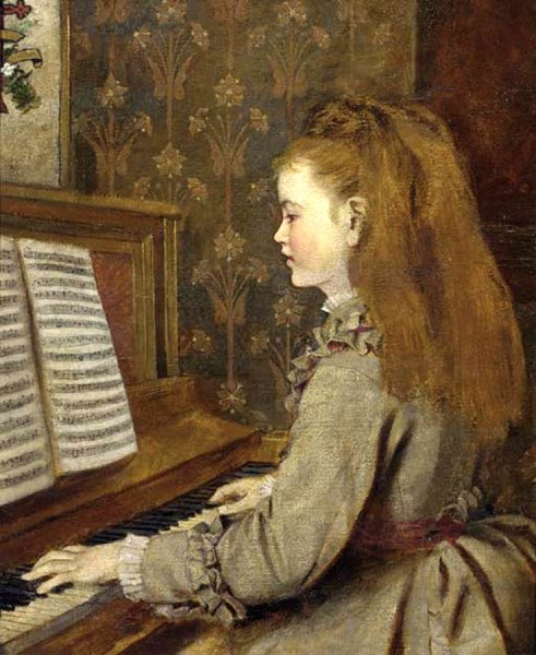 Main Product Photo of Girl at the Piano Painting by Sophie Anderson