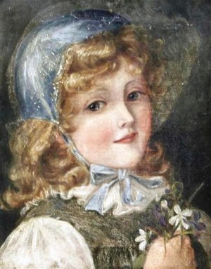 Girl Holding a Sprig of Violets