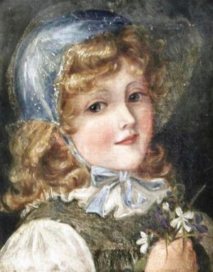 Girl Holding a Sprig of Violets by Sophie Anderson Oil Painting