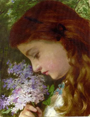 Girl with Lilacs by Sophie Anderson - Oil Painting Reproduction