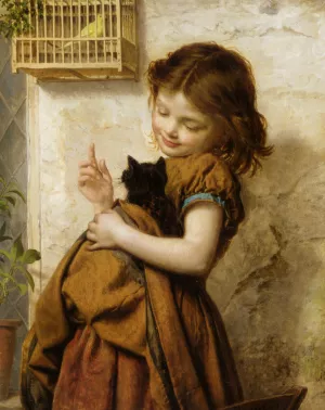 Her Favorite Pets by Sophie Anderson Oil Painting
