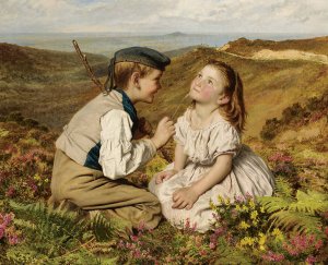 It's Touch And Go, To Laugh Or No by Sophie Anderson Oil Painting