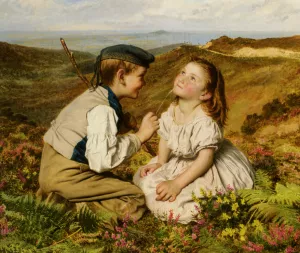 Its Touch and Go to Laugh or No by Sophie Anderson - Oil Painting Reproduction