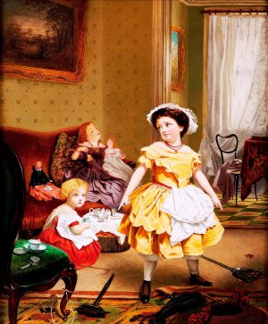 My Turn to Play Mother by Sophie Anderson Oil Painting