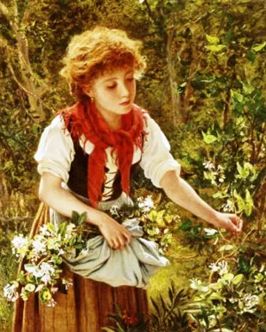 Picking Honeysuckle by Sophie Anderson - Oil Painting Reproduction