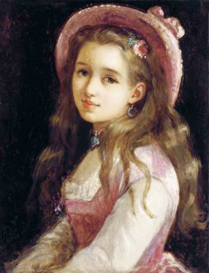 Portrait of a Young Girl in Pink Dress and Hat