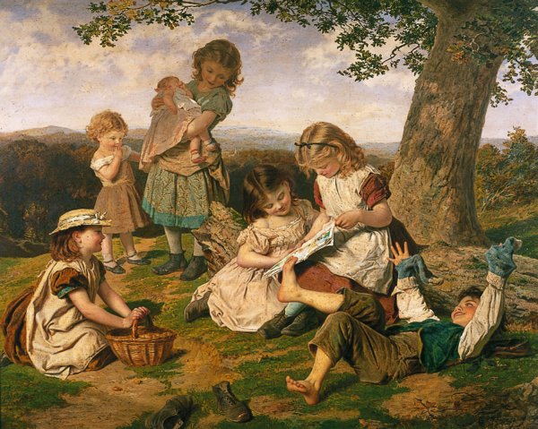 The Children's Story Book  by Sophie Anderson - Hand-Painted Oil Painting Reproduction