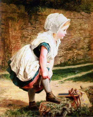 Wait for Me also known as Returning Home from School by Sophie Anderson - Oil Painting Reproduction