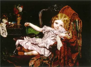 Young Girl in an Armchair also known as The Lace Handkerchief by Sophie Anderson - Oil Painting Reproduction