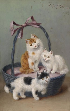 Katzen Im Korb by Sophie Sperlich Oil Painting