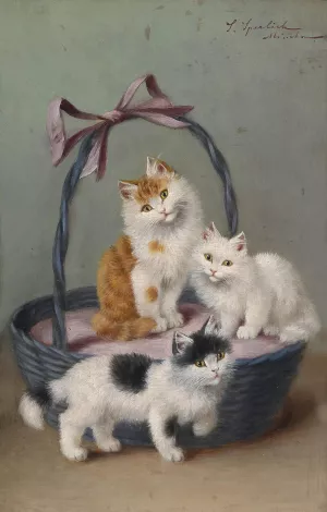 Katzen Im Korb by Sophie Sperlich Oil Painting