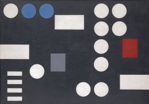 Composition with Rectangles and Circles on Black Ground Oil painting by Sophie Taeuber-Arp