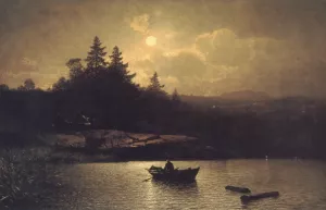 Fishing by Moonlight by Sophus Jacobsen - Oil Painting Reproduction