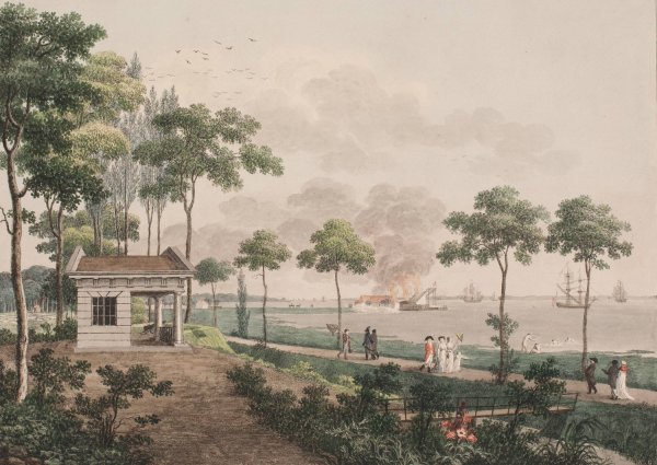 Udsigt af den offentlige promenade af Hr. Conferencerad Classen anlagt uden Kobenhavns osterport  by Soren L. Lange - Hand-Painted Oil Painting Reproduction