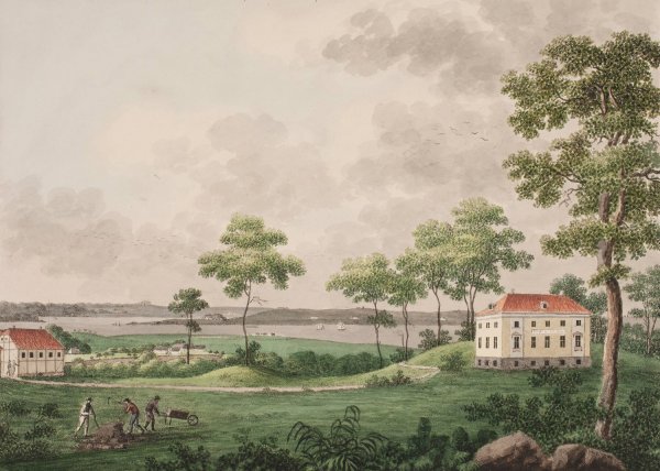 Udsigt af en Parcelle ved Gronsund pa Falster under det Classenske Agerdyrknings Institut  by Soren L. Lange - Hand-Painted Oil Painting Reproduction