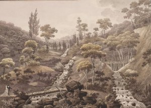 Vandfald ved Liselund pa Mon by Soren L. Lange Oil Painting