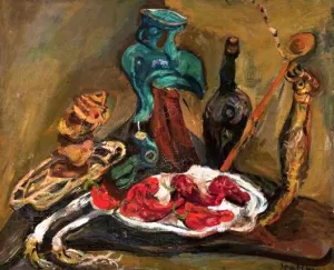 Fish, Peppers, Onions  by Chaim Soutine - Oil Painting Reproduction