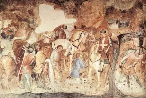 St Michael Giving the Flag to St Ephisius Oil painting by Spinello Aretino