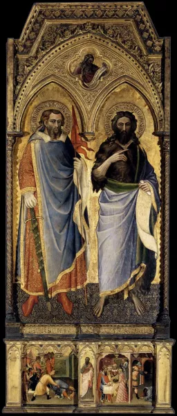 St Nemesius and St John the Baptist painting by Spinello Aretino