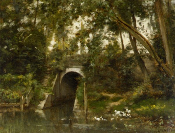 Main Product Photo of Bras de Seine de Cote de Neuilly Painting by Stanislas Lepine