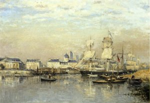 Caen, l'Orne et la Coupole Saint-Jean, depuis la rive droit en face du Grand Cours by Stanislas Lepine Oil Painting