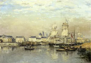 Caen, l'Orne et la Coupole Saint-Jean, depuis la rive droit en face du Grand Cours by Stanislas Lepine - Oil Painting Reproduction