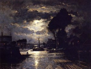 Canal in Saint-Denis - Effect of Moonlight