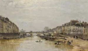 La Seine au Pont Marie Oil painting by Stanislas Lepine
