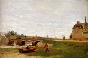 Landscape with a Bridge by Stanislas Lepine Oil Painting